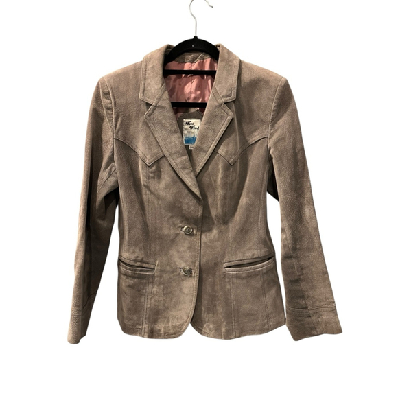 Vintage West Wind Leather Gray Jacket Women's Size 13/14 Lined Pockets Casual - Picture 1 of 9